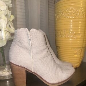MIA Ivory Faux snakeskin pointed toe boot Ankle Boots